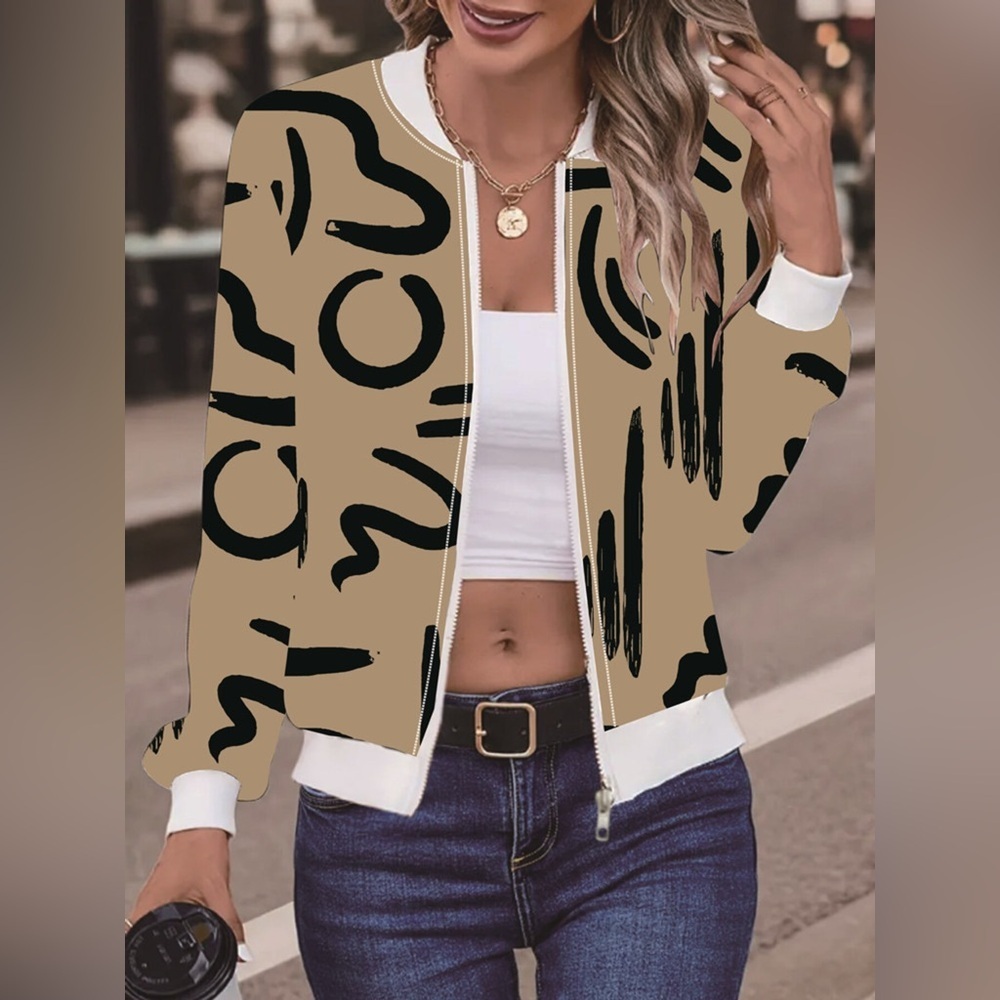 Number Print Zip Up Jacket - Picture 4 of 9